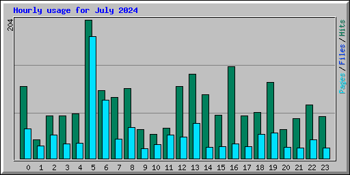 Hourly usage for July 2024